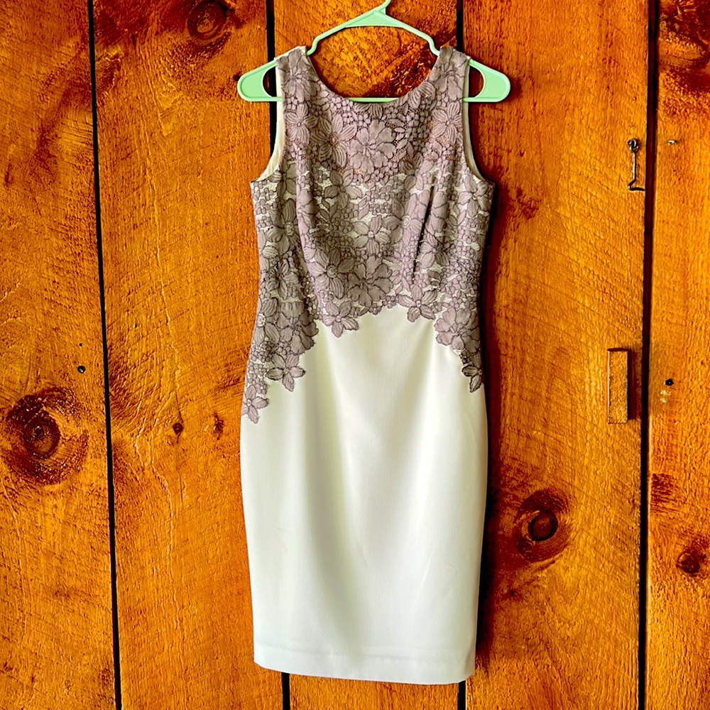 Ralph Lauren white and taupe lace detail dress size 2